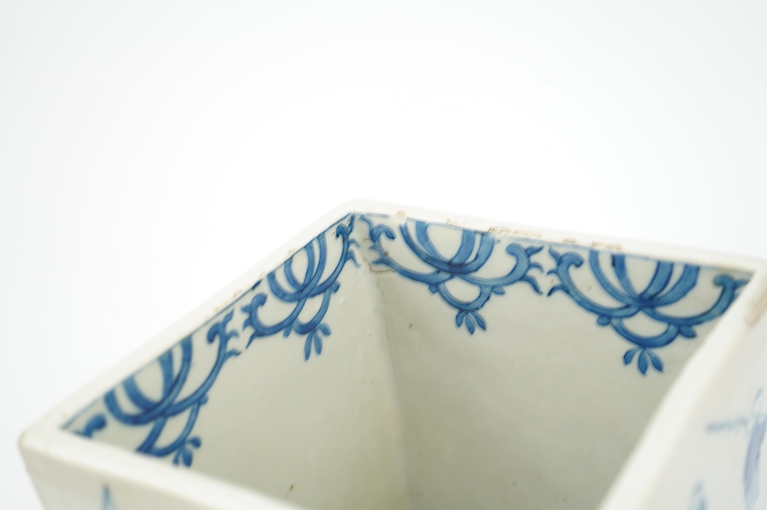 A Chinese blue and white ‘boys’ square pot, Daoguang mark, 19th century